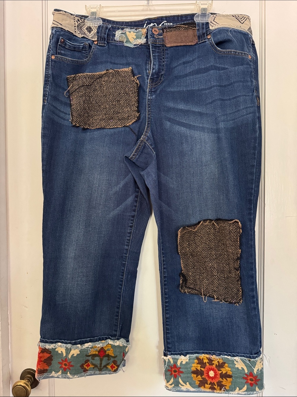 Inc Denim Dark Blue Women’s Patchwork Jeans - Casual Cuffed Style